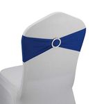 Royal Blue Spandex Chair Bands Sashes - 50 pcs Wedding Banquet Party Event Decoration Chair Bows Ties (Royal Blue, 50 pcs)