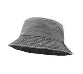 UltraKey Bucket Hat, Wide Brim Washed Denim Cotton Outdoor Sun Hat Flat Top Cap for Fishing Hiking Beach Sports Grey