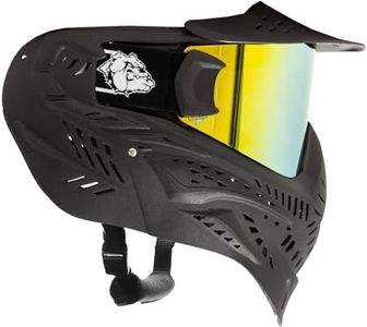 Maddog HK Army HSTL Paintball Airsoft Mask Goggle System | Replaceable Thermal Dual-Pane Anti Fog Lens | Adjustable Full-Face Safety Certified Protection - Black with Gold Lens