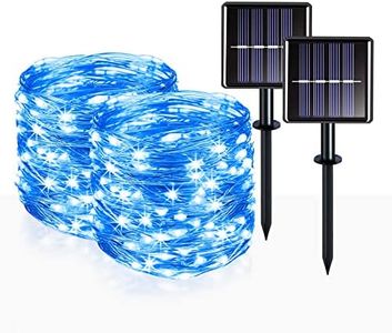 SUDDUS 100 LED Solar Fairy Lights Waterproof, Copper Wire String Lights Outdoor 2 Packs, Solar led String Lights 8 Modes Suitable for Indoor/Outdoor, Party, Garden, Fireplace, Courtyard (Blue)…