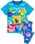 SPONGEBOB SQUAREPANTS Kids Pyjamas | Boys Girls Patrick Squidward Gary Characters Blue T-Shirt Long Bottoms Pjs | Nickelodeon Series Movie Merchandise 7-8 Years