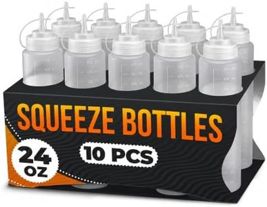 10-Pack Plastic Condiment Squeeze Bottles 24 oz – Refillable Squirt Bottles with Narrow Tip Leak-Resistant | Great for Oil, Sauces, Ketchup, Dressing, Mayonnaise, Syrup, Easter BBQ, Kitchen & Catering