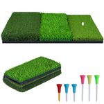 NEWCARE Golf Hitting Mat,3-in-1 Foldable Grass Mat- Practice Tri-Turf Backyard Chipping Mat,Portable Hitting Surfaces for Driving and Putting Golf Training - Home Use or Outdoor Multi-Length Grass