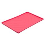 Messy Mutts Silicone Non-Slip Dog Bowl Mat with Raised Edge and Two Sides Reinforced with Metal Rods | Dog/Cat Bowl Mat with Spill-Proof Lip | Large, 24” x 16” | Watermelon