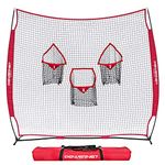 PowerNet 8x8 Ft Football 3 Pocket Net | Improve Throwing Passing Accuracy | Durable Training Equipment for Everyday Quarterback Use