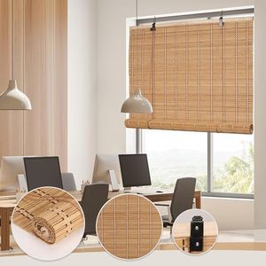 FoundGo 60" W*72" H Bamboo Roller Blinds Sun Shade,Retro Light Filtering Roller Bamboo Curtains Bamboo Roll Up Window Bamboo Roller Curtain Shades for Windows,Doorways.