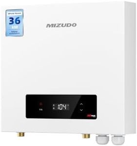 Mizudo 36kW Tankless Water Heater Electric, 240 Volt Instant Hot Water Heater, Up to 8.7 GPM for the Whole House Shower, 5-6 Points of Use, with LED Digital Display, Copper Cup Heating Element
