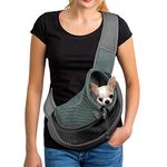 Pet Dog Cat Sling Carrier Bag Puppy Shoulder Carry Bag Hands Free Dog Front Carrier with Adjustable Shoulder Strap Pet Travel Carrier Tote Bag with Breathable Mesh Pouch for Outdoor Walking Subway