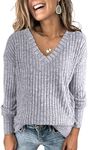 ANRABESS Womens V Neck Sweaters Lon