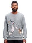 The Souled Store Men Official Tom and Jerry Catch Me IF You Can Graphic and Printed Grey Sweatshirt Sweatshirts Fashionable Trendy Graphic Prints Pop Culture Merchandise