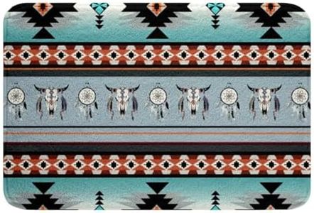 Erosebridal Western Boho Rug 20"x32",Highland Cow Dream Catcher Door Mat Southwestern Bathroom Rugs,Ethnic Tribal Arrow Aztec Kitchen Mat Retro Vintage Exotic Bull Cattle Bohemian Decor