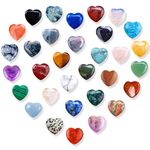 YUFFQOPC 20pcs Healing Crystals, Healing Stones and Crystals, Crystal Healing Hearts. Small Heart Gemstones, Healing Crystal Gifts for Stress Relief Reiki Chakra Healing, Meditation, Balancing Yoga