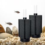 DVHEY 2 Pack Sponge Filter with Ceramic Media and Bubble Diffuser,Quiet Aquarium Nano Bio Filter Sponge for 10-50 Gal Betta Fry Shrimp Saltwater Fresh Water Small Fish Tank(S, 2 Pack)