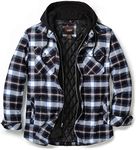 CQR Men's Quilted Lined Flannel Hooded Shirt Jacket, Soft Warm Long Sleeve Outdoor Cotton Plaid Shirt Jackets