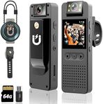 【Upgraded】Body Camera with Audio & Video Recording - 64G Body Cam Mini Police Wearable Worn Bodycam - Portable Small Personal Camcorder - Sport Bike Outdoor Video Wireless Recorder (Magnetic Lanyard)