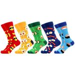 WeciBor Mens Dress Colorful Novelty Funny Socks, 5 Pack Multicolor Fruit and Food, Size 7-12