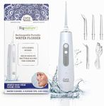 GuruNanda Cordless Water Flosser for Teeth, Gums & Braces - Portable & Rechargeable 300 ml Water Pick with 6 Flossing Modes, 4 Replaceable Tips & IPX7 Waterproof - Oral Irrigator for Home & Travel