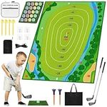 Kids Golf Chipping Game Set, Backyard Golf Games for Adults Kids Practice Outdoor Indoor, Golf Clubs Set with Golf Chipping Mat, Mini Golf Set for Children Golf Practice Equipment Golf Gifts