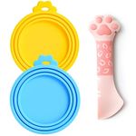 COMTIM Can Covers for Pet Food Cans, Silicone Dog Cat Food Can Lids and Cat Food Spoon Set, Pet Can Opener Spatula Cat Spoon for Wet Food