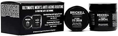 Brickell Men's Ultimate Anti-Aging Routine, Anti-Wrinkle Night Face Cream and Eye Cream to Minimize Puffiness, Wrinkles, Dark Circles, Under Eye Bags, Natural and Organic (Unscented)