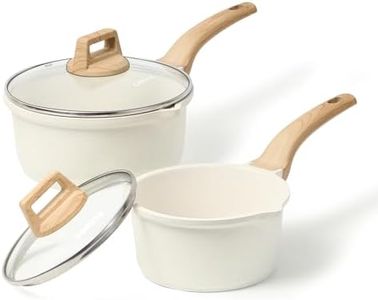 CAROTE 1.5Qt & 2.5Qt Sauce Pan Set with Lid Nonstick Saucepan 4 Pcs Non Stick Sauce Pots Cooking Pot with Pour Spout, Easy to Clean, Small Kitchen Pots Induction Pot, PFOA FREE (White Granite)