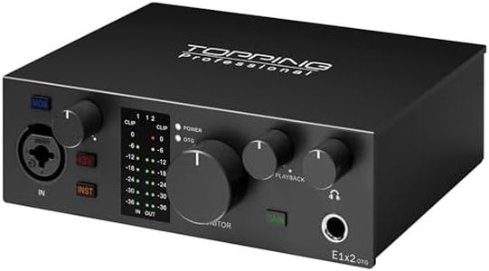 TOPPING E1X2 OTG USB Audio Interface | XLR Mic Preamp, 48V Phantom Power, 24bit/192kHz, 8 DAW/6 Loopback Channels, PC & Mobile Recording, Dual Livestream, Zero-Latency Mixer, High-Res Playback(Black)