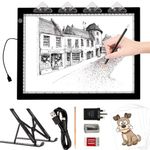 TOHETO A4 Light Pad with Foldable Stand, UL Certified Adapter, 8000 Lux Super Bright Ultra Thin Pad for Cricut Weeding Vinyl, Artist Drawing Light Box/Board/Table for Tracing, Sketching - Black