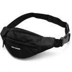 Dein Kleider Waist Pack Travel Handy Hiking Zip Pouch Document Money Phone Belt Sport Bag Bum Bag for Men and Women Nylon (Black)