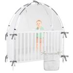 YOMECHEO Baby Crib Tent, Safety Crib Tent to Keep Baby from Climbing Out, Stable Structure Design with Strong Aluminum Rods, Easy Set Up with Snaps, See-Through Mesh Crib Mosquito Net