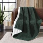 Eddie Bauer Home | Sherpa Collection | Throw - Super Soft & Cozy, Reversible Bedding, Medium Weight & Warm, Prefect for Couch or Bed, Green, 50 x 60