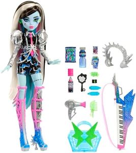 Monster High - Rockstar Frankie Stein, bambola con look, strumenti e accessori a tema perfomance musicale, cuffie e chitarra con tastiera incluse, giocattolo per bambini, 4+ anni, HNF84