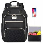 Lunch Backpack for Women, 15.6 inch Laptop Backpack with USB Port, Teacher Nurse Work Backpack with Insulated Cooler Lunch Bag, Travel Laptop Backpack for Women & Men, Hiking Backpack,Black