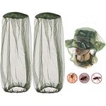 Fvviia Mosquito Head Green Net Face Mesh Cover,Net Mesh Face Protector Insect Bee Mosquito Resistance Sun Fish Hat,with Extra Fine Holes,Protector Head Face,Perfect for Outdoor Men or Women(2 Pack)