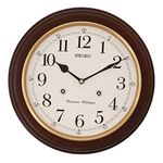 SEIKO Mixed Material Abstract Wall Clock (31.4 cm x 31.4 cm x 6.1 cm, Brown, QXH202ZN)