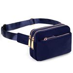 UTO-Fanny-Pack-for-Women-Belt-Bag Waterproof Nylon Fashion Slim Lightweight Waist Pack with 3 Zipper Pockets Blue CA