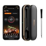 INKBIRD INT-11P-B Wireless Meat Thermometer 91m/300ft Range, Bluetooth Meat Thermometer Probe for Air Fryers Cooking, Food Thermometer Wireless with Smart APP for Oven Grill Kitchen BBQ Smoker