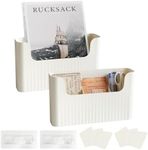 FKTXCO File Holder Mail Organizer Wall Mount Magazine Organizer Holder Hanging Files Mails Magazines Office Door Pocket with Dividers, Adhesive Sticker, Creamy White(2 Count)
