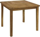 Sunnydaze Solid Teak Outdoor Dining Table - Light Brown Wood Stain Finish - Square - 32 Inches Long - Patio, Deck, Lawn, Garden, Terrace or Backyard Use