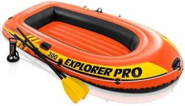 INTEX 58358NP Explorer 300 Inflatable Boat Set: Includes Deluxe Boat Oars and Mini Hand Pump – Dual Air Chambers – Grab Rope – 3-Person – 186 kg Weight Capacity