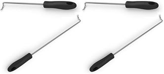Cave Tools Food Flipper and Meat Hook for Grilling, Flipping, and Turning Vegetables and Meats BBQ Grill and Smoker Accessories, Right-Handed, Large (17 Inch) + Small (12 Inch) Black (Pack of 2)