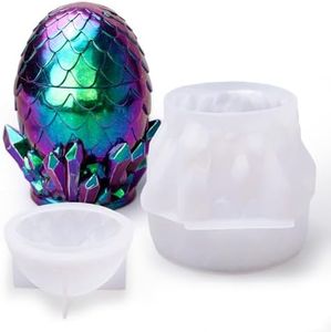 LET'S RESIN Dragon Egg Resin Molds, Large Resin Jar Resin Epoxy Molds with Lid and Crystal Cluster Base, Lifelike Dinosaur Egg Silicone Molds for Epoxy Resin, DIY Craft