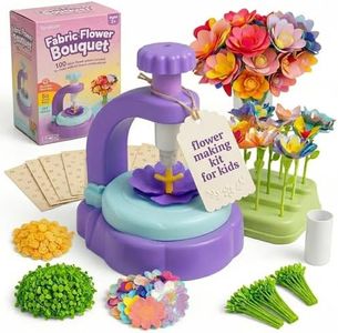 TOMLEON Fabric Flower Bouquet Craft Kit for Girls Ages 3+ – Create Reusable Fabric Flowers with Press Tool & Stems – Endless DIY Bouquets – No Glue, No Sewing – Perfect Creative Gift for Kids