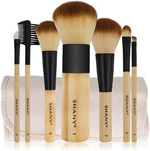 SHANY Bamboo Makeup Brush Set - Vegan Professional Makeup Brushes With Premium Synthetic Hair & Cotton Pouch for Easy Brush Storage - 7pc