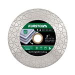 KURSTOL Diamond Cutting Disc - 5"/125mm Dual-Purpose Tile Diamond Saw Blade,Angle Grinder Blade Arbor 7/8"-5/8" for Cutting and Grinding Ceramic Tiles,Porcelain,Granite,Marble