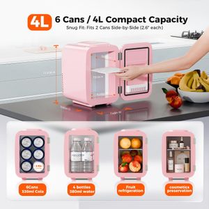 YASHE Mini Fridge 4L – Compact Pink Portable Refrigerator