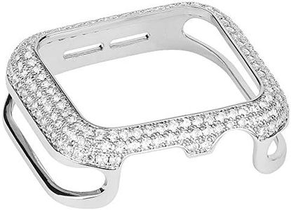 HJINVIGOUR Gorgeous Bling Zircon Crystal Diamond Case Bezel Rhinestone Cover Compatible Apple Watch Series 11 10 46mm 42mm (Silver, S11 S10 42mm)