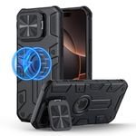 Nillkin for iPhone 16 Pro Max Case with Camera Cover [Compatible with MagSafe] [Built-in Kickstand] [Dual Protection] [Heavy Duty Rugged] Magnetic Phone Case with Stand, Magnetic Case 6.9" 2024, Black