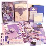 Abhsant 348 Pcs Scrapbooking Supplies Kit, Vintage Aesthetic for Bullet Junk Journal, Stationery, A6 Grid Notebook, DIY Journaling Supplies, Birthday Craft Gift for Teen Girl Kid Women Purple 1