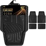 Nyxi Heavy Duty 4 Piece Rubber Car Mat (Front + Rear) Universal Non-Slip Deep Dish Floor Mat for Cars SUV Truck and VAN, Waterproof, All Weather