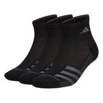 adidas Men's Superlite Stripe 3 Quarter Socks (3-Pair), Black/Night Grey/Onix Grey, Large